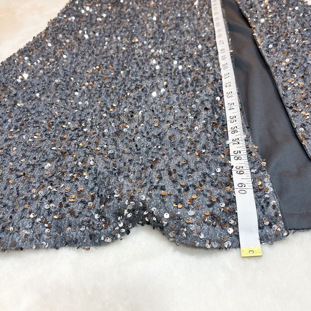 Faeriesty Silver Gray Sequin Formal Gown Bodycon Oversized Ruffle Sleeves Sz 3XL - Picture 12 of 12